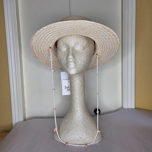 Lack of Color Seashell Fedora Boater Hat Taupe - Picture 1 of 2
